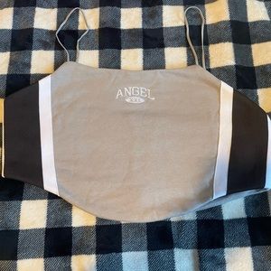 Gray & black & white top